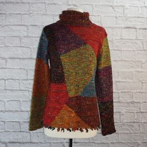Susan Bristol Multicolor Patchwork Turtleneck Sweater